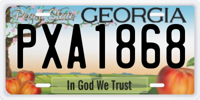 GA license plate PXA1868