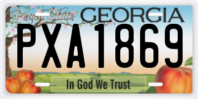 GA license plate PXA1869