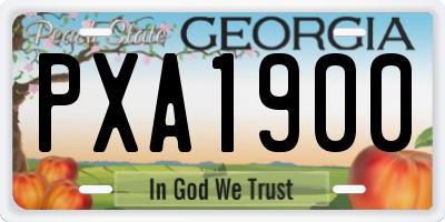 GA license plate PXA1900