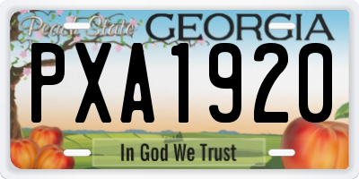 GA license plate PXA1920