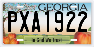 GA license plate PXA1922