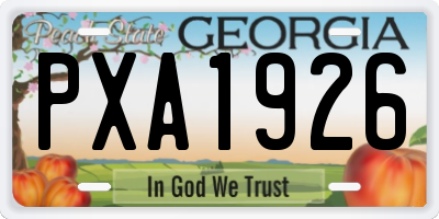 GA license plate PXA1926