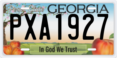 GA license plate PXA1927
