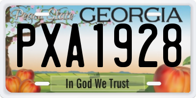 GA license plate PXA1928