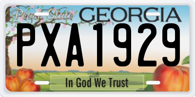 GA license plate PXA1929