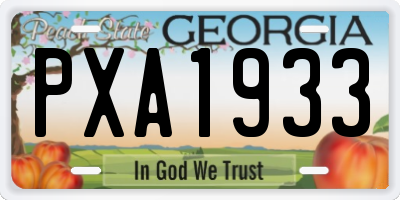 GA license plate PXA1933