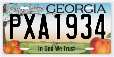 GA license plate PXA1934