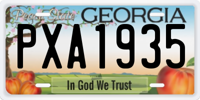 GA license plate PXA1935