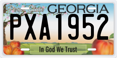 GA license plate PXA1952