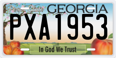 GA license plate PXA1953