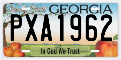 GA license plate PXA1962
