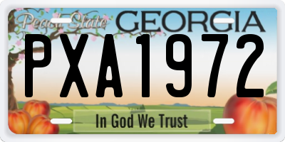 GA license plate PXA1972