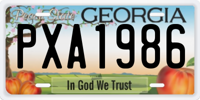 GA license plate PXA1986