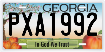 GA license plate PXA1992