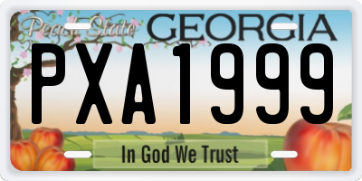 GA license plate PXA1999