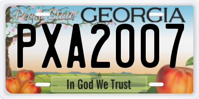 GA license plate PXA2007