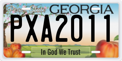 GA license plate PXA2011
