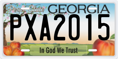 GA license plate PXA2015