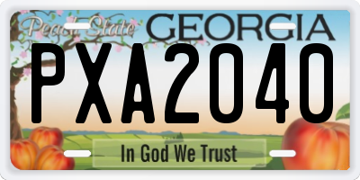 GA license plate PXA2040