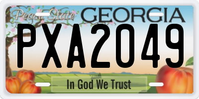 GA license plate PXA2049