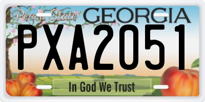 GA license plate PXA2051
