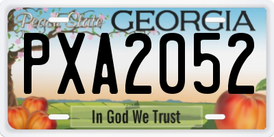 GA license plate PXA2052