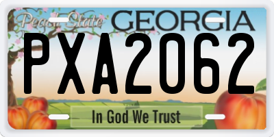 GA license plate PXA2062