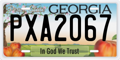 GA license plate PXA2067