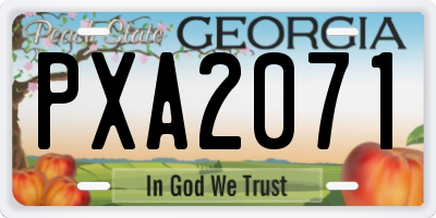 GA license plate PXA2071