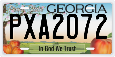 GA license plate PXA2072