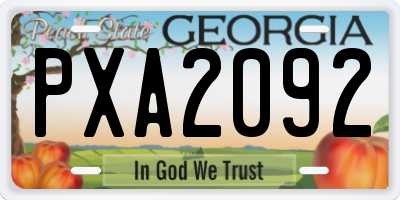 GA license plate PXA2092