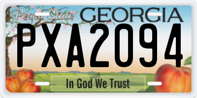 GA license plate PXA2094