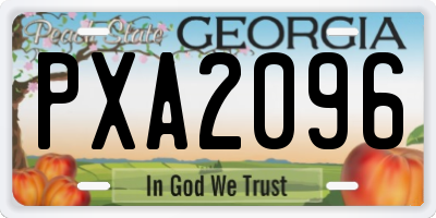 GA license plate PXA2096