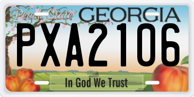 GA license plate PXA2106