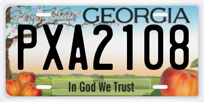GA license plate PXA2108