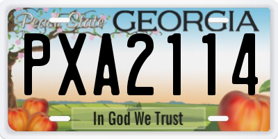 GA license plate PXA2114