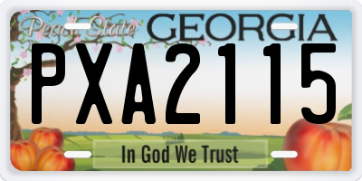 GA license plate PXA2115