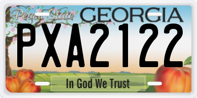 GA license plate PXA2122