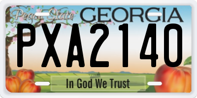 GA license plate PXA2140