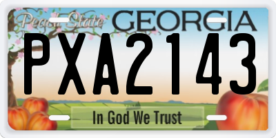 GA license plate PXA2143