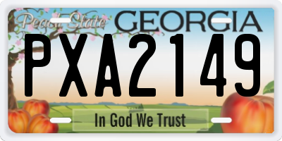 GA license plate PXA2149