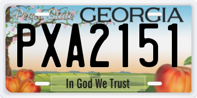 GA license plate PXA2151