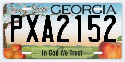 GA license plate PXA2152