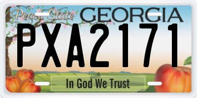 GA license plate PXA2171