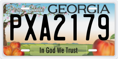 GA license plate PXA2179