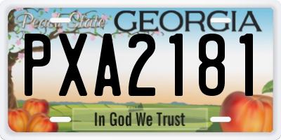 GA license plate PXA2181