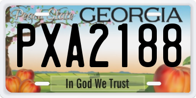 GA license plate PXA2188