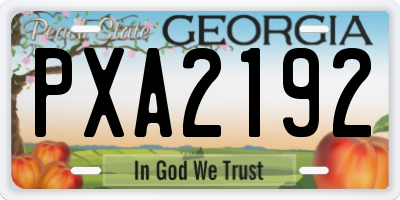 GA license plate PXA2192