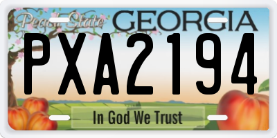 GA license plate PXA2194
