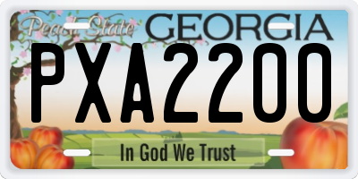 GA license plate PXA2200